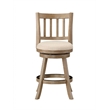Pemberly Row Rubberwood Slat Back Swivel Counter Stool in Driftwood