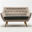 Pemberly Row Mid-Century Tufted Foam Cushion Loveseat in Gray