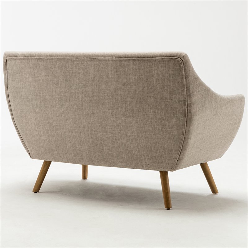 Pemberly Row Mid-Century Tufted Foam Cushion Loveseat in Gray