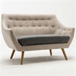Pemberly Row Mid-Century Tufted Foam Cushion Loveseat in Gray