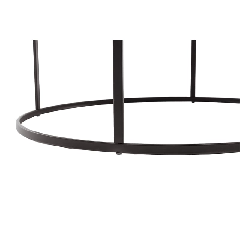 Pemberly Row Contemporary Round Metal Coffee Table in Dark Brown