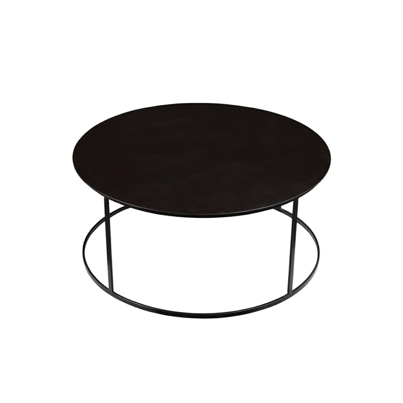 Pemberly Row Contemporary Round Metal Coffee Table in Dark Brown
