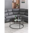 Pemberly Row Contemporary Round Metal Coffee Table in Dark Brown