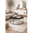 Pemberly Row Contemporary Round Metal Coffee Table in Dark Brown