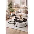 Pemberly Row Contemporary Round Metal Coffee Table in Dark Brown