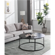 Pemberly Row Contemporary Round Metal Coffee Table in Dark Brown