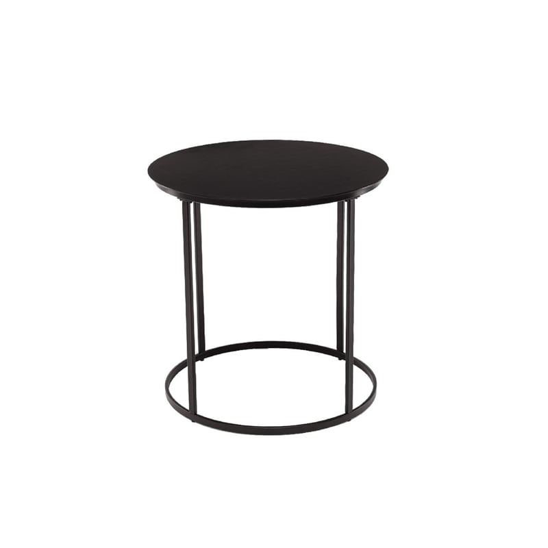 Pemberly Row Contemporary Round Metal End Table in Dark Brown