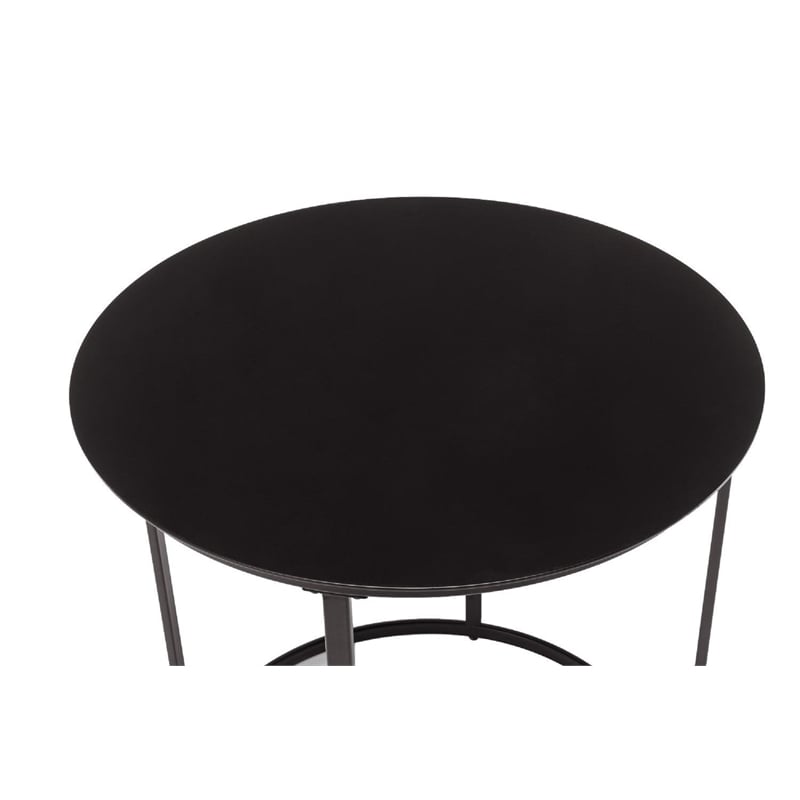 Pemberly Row Contemporary Round Metal End Table in Dark Brown