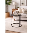 Pemberly Row Contemporary Round Metal End Table in Dark Brown