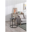 Pemberly Row Contemporary Round Metal End Table in Dark Brown
