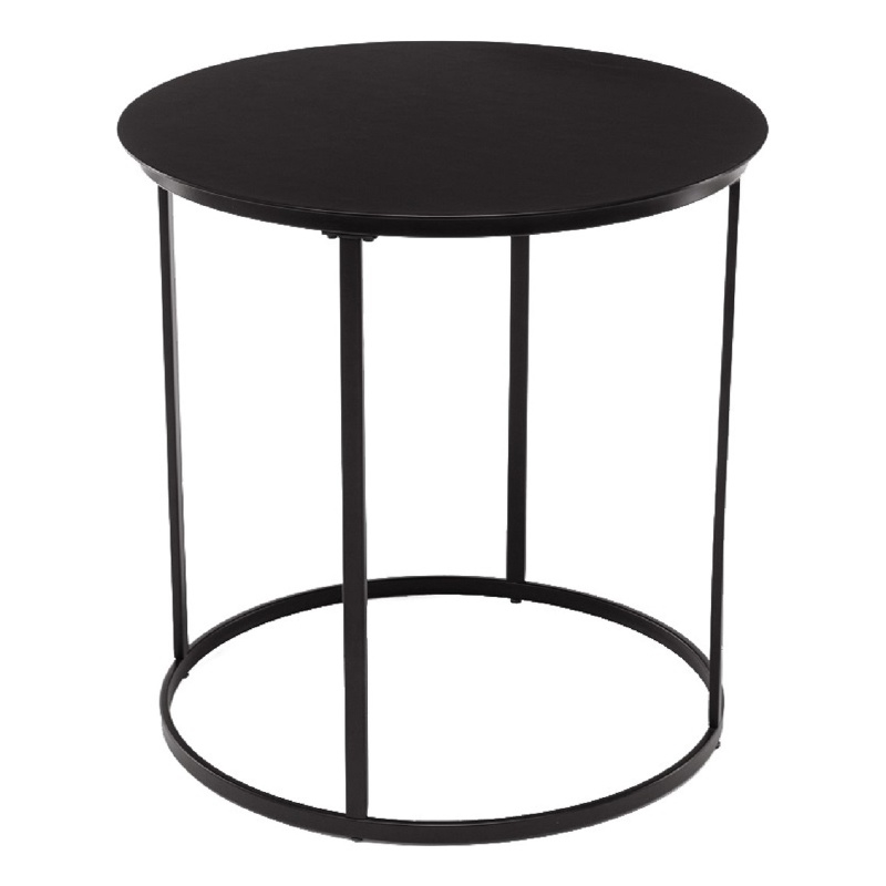 Pemberly Row Contemporary Round Metal End Table in Dark Brown
