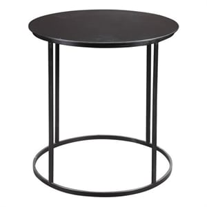 Pemberly Row Contemporary Round Metal End Table in Dark Brown
