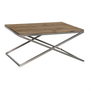 Pemberly Row Contemporary Reclaimed Oak Square Coffee Table in Natural