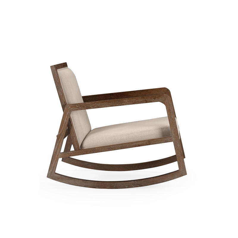 Pemberly Row Contemporary Hardwood Rocking Chair in Coffee Brushed