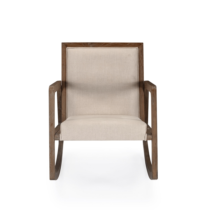 Pemberly Row Contemporary Hardwood Rocking Chair in Coffee Brushed