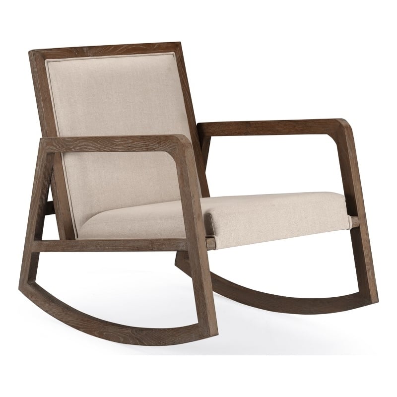 Pemberly Row Contemporary Hardwood Rocking Chair in Coffee Brushed