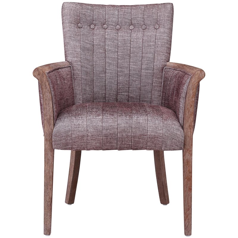 Pemberly Row Contemporary Tufted Linen Armchair in Weathered Red