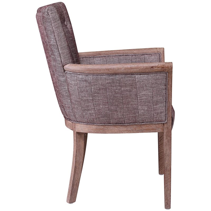 Pemberly Row Contemporary Tufted Linen Armchair in Weathered Red