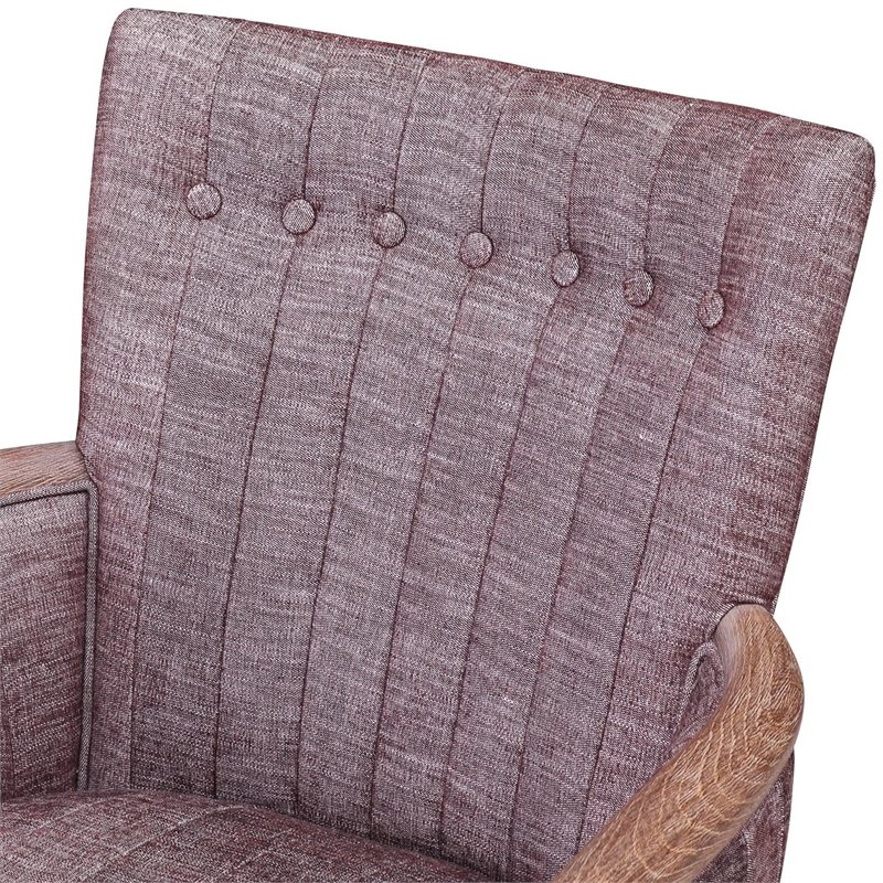 Pemberly Row Contemporary Tufted Linen Armchair in Weathered Red