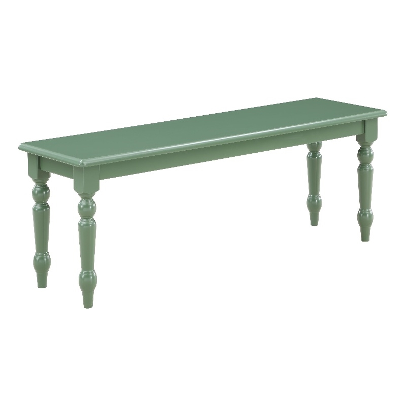 Pemberly Row Rubberwood Farmhouse Dining Bench in Equestrian Green