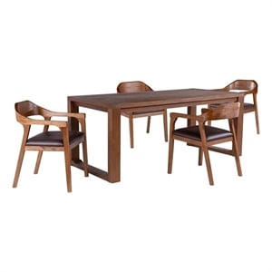 Pemberly Row Contemporary 5 Piece Dining Set in Chestnut Wire Brush