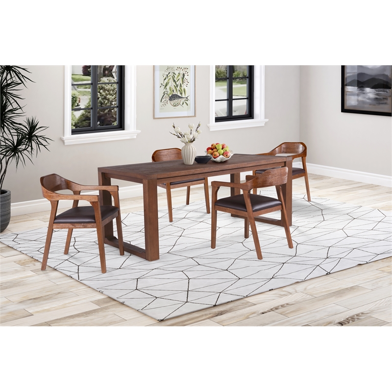 Pemberly Row Contemporary 5 Piece Dining Set in Chestnut Wire Brush