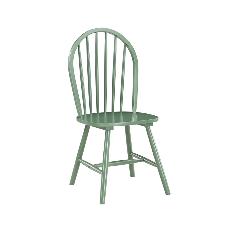 Pemberly Row Rubberwood Spindle Dining Chairs (Set of 2) in Equestrian Green