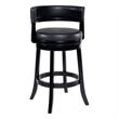 Pemberly Row Rubberwood Swivel Bar Stool with Faux Leather in Black