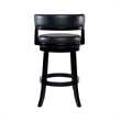 Pemberly Row Rubberwood Swivel Bar Stool with Faux Leather in Black