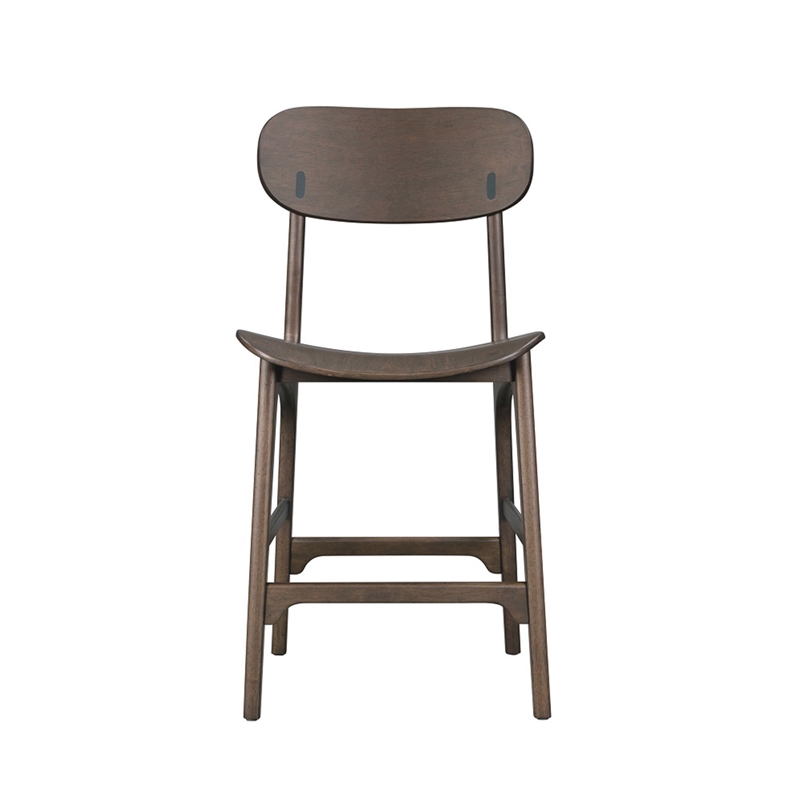 Pemberly Row Rubberwood Mid-Century Counter Stool in Carbonite