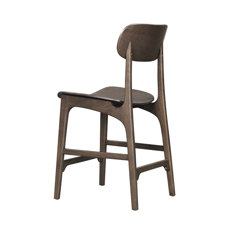 Pemberly Row Rubberwood Mid-Century Counter Stool in Carbonite