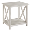 Pemberly Row Rubberwood End Table with X-Base in Antique White