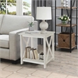 Pemberly Row Rubberwood End Table with X-Base in Antique White
