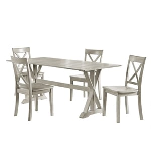 Pemberly Row 5-Piece MDF and Wood Dining Set in Antique White