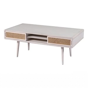 Pemberly Row MDF and Rubberwood Coffee Table in Zebrano Whitewash