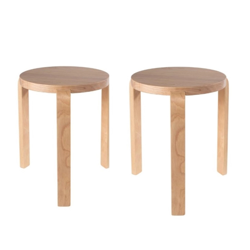 Pemberly Row Backless Stacking Stools (Set of 2) in Blonde Oak