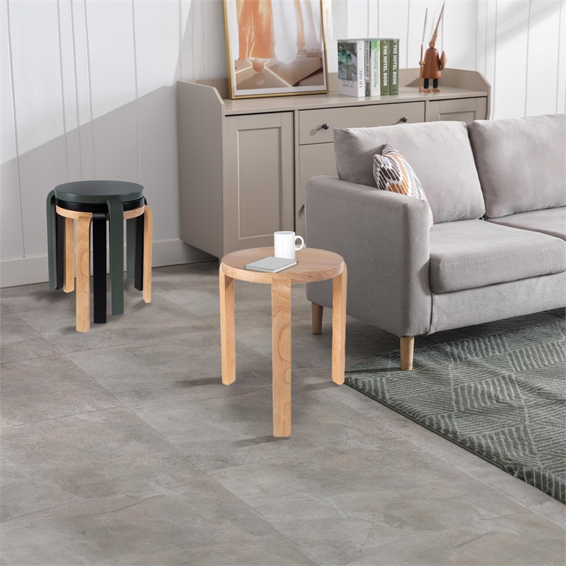 Pemberly Row Backless Stacking Stools (Set of 2) in Blonde Oak