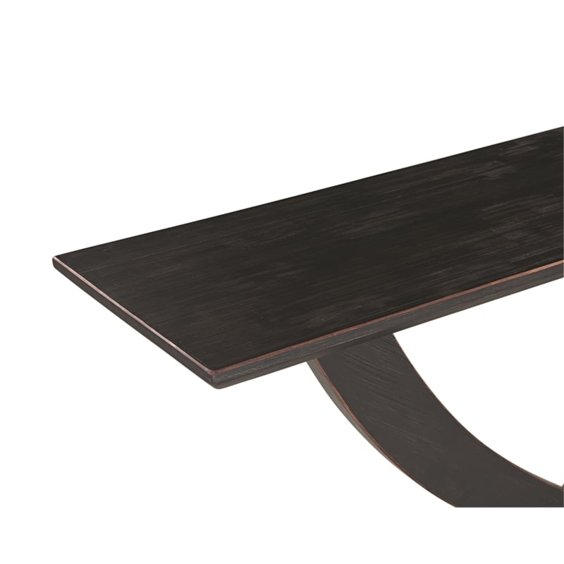 Pemberly Row Contemporary Acacia Wood Console Table in Black Charcoal