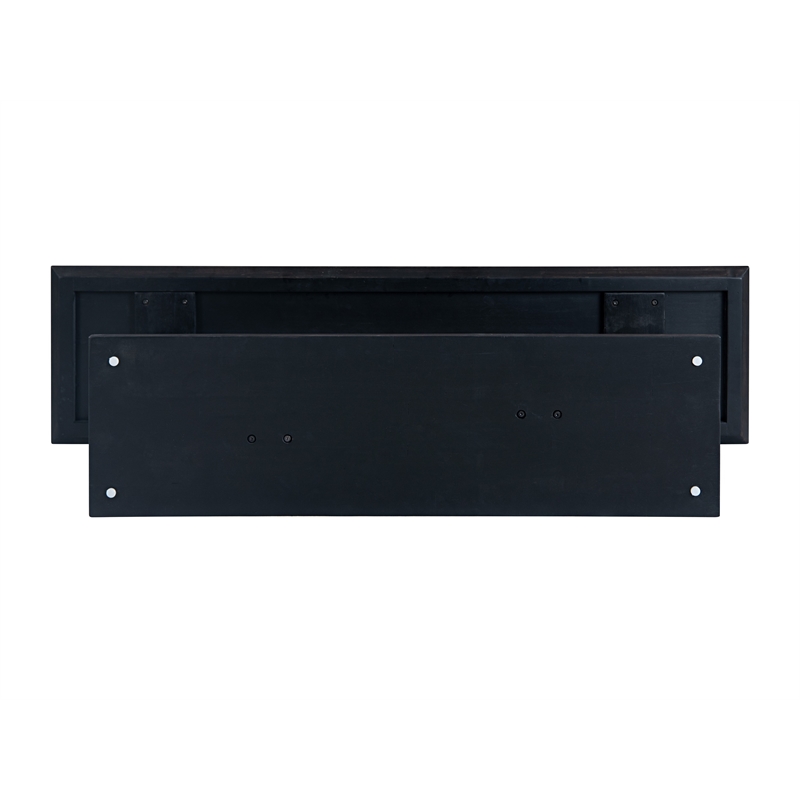 Pemberly Row Contemporary Acacia Wood Console Table in Black Charcoal