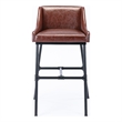 Pemberly Row Adjustable Faux Leather Metal Stool in Desert Red