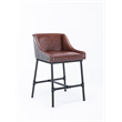Pemberly Row Adjustable Faux Leather Metal Stool in Desert Red