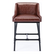 Pemberly Row Adjustable Faux Leather Metal Stool in Desert Red