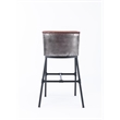 Pemberly Row Adjustable Faux Leather Metal Stool in Desert Red