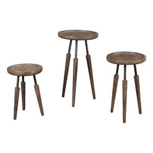 Pemberly Row Reclaimed Wood Nesting Side Tables (Set of 3) in Natural