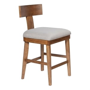 Pemberly Row Rubberwood Upholstered Counter Stool with Curved Back