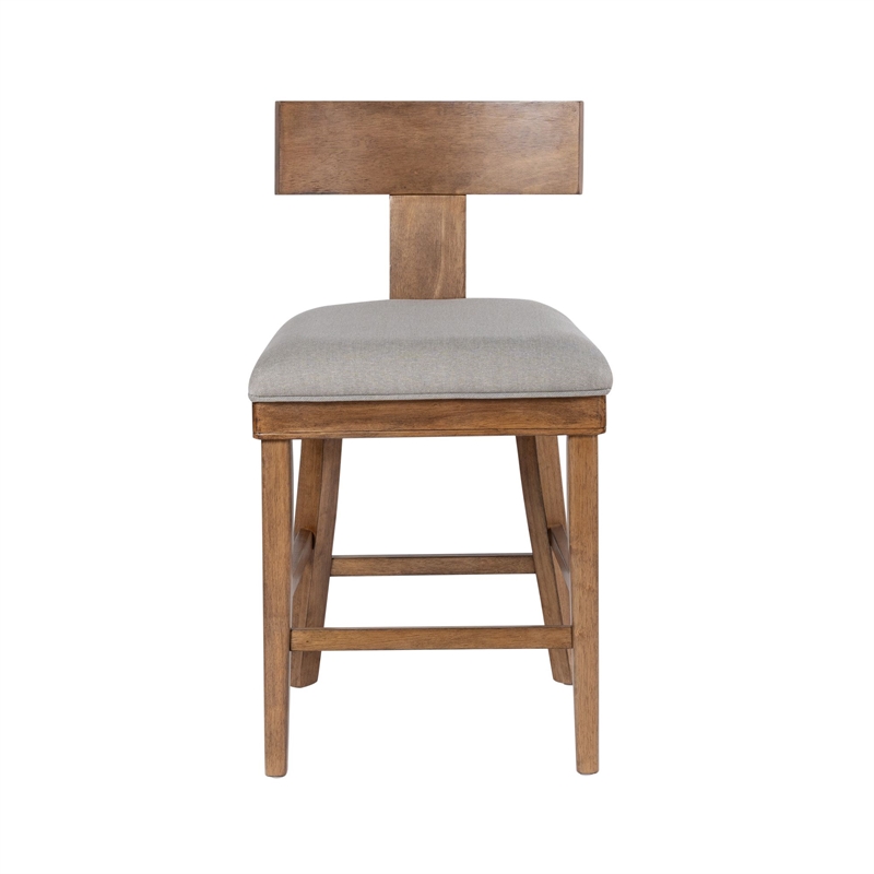 Pemberly Row Rubberwood Upholstered Counter Stool with Curved Back