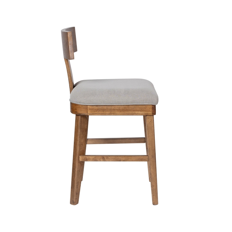 Pemberly Row Rubberwood Upholstered Counter Stool with Curved Back