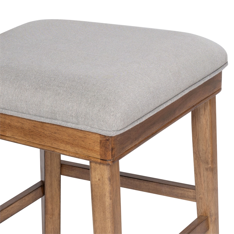 Pemberly Row Rubberwood Upholstered Counter Stool with Curved Back