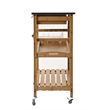 Pemberly Row Bamboo Kitchen Cart with Stainless Steel Top in Natural