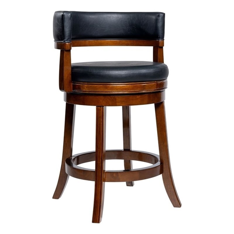 Pemberly Row Contemporary Rubberwood Swivel Counter Stool in Cappuccino
